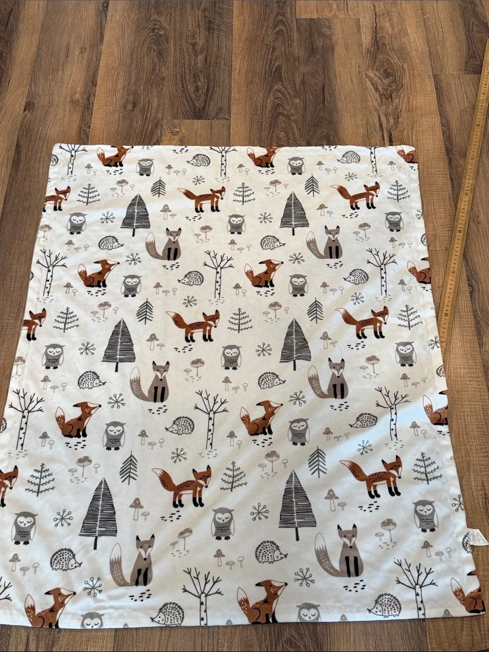 Forest Friends Fox Print baby blanket  HOMRITAR - Cream and Brown